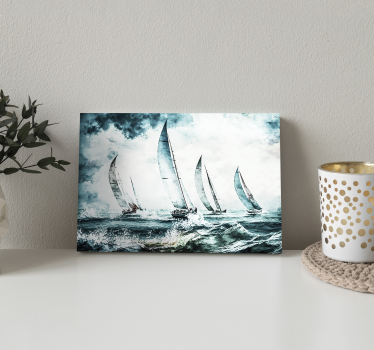 Tableau salle à manger peinture voiliers en mer - TenStickers