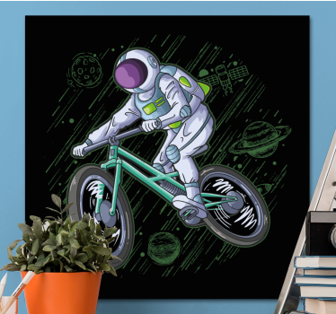 Cadre jeux vidéo astronaute à vélo - TenStickers