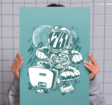 Cadre jeux vidéo astronaute amusement gaming - TenStickers