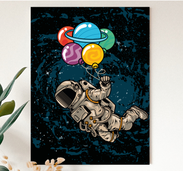 Cadre jeux vidéo astronaute avec ballons - TenStickers