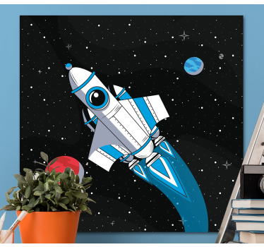 Cadre jeux vidéo fusée dans l'espace - TenStickers