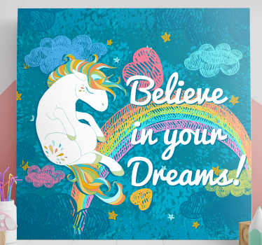 Licorne tableau Licorne multicolore frase - TenStickers