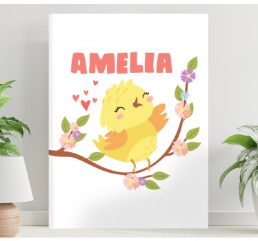 Tableau 3d oiseau jaune joyeux - TenStickers