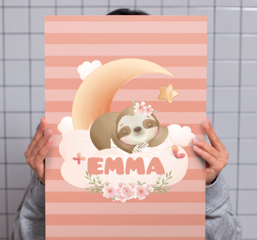 Tableau 3d paresseux et lune - TenStickers