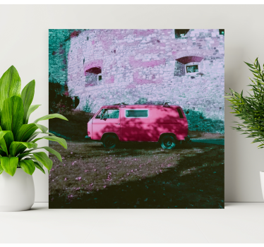Tableau abc fourgon rose vintage - TenStickers