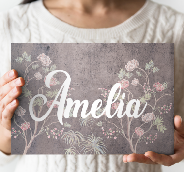 Tableau fleurs motif floral avec nom - TenStickers