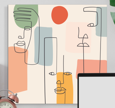 Tableau abstrait visages minimalistes en lignes - TenStickers