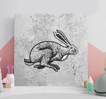 Tableau animaux design de lapin en course - TenStickers