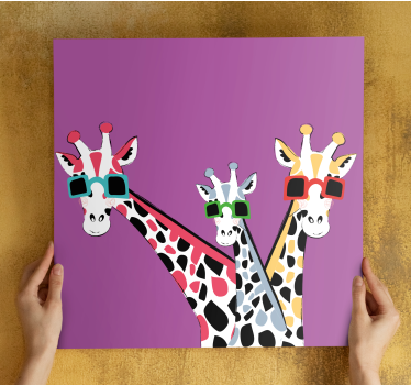 Tableau animaux girafes en lunettes de soleil - TenStickers