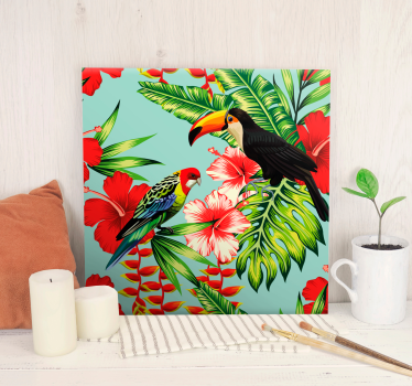 Tableau animaux oiseaux tropicaux en fleurs - TenStickers