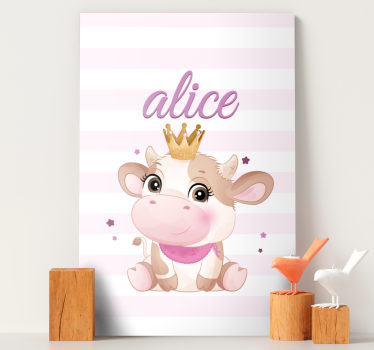 Tableau animaux princesse vache mignonne - TenStickers