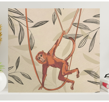 Tableau animaux singe en balançoire - TenStickers