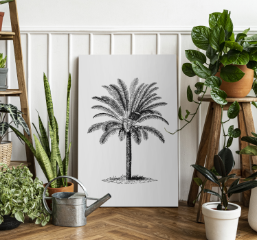 Tableau Arbre silhouette d'un palmier à l'encre noire - TenStickers