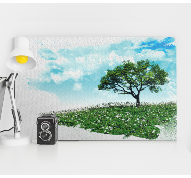 Tableau arbres arbre vert solitaire - TenStickers