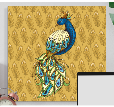 Tableau avec oiseaux Fleurs dorées de dinde florale - TenStickers