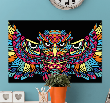 Tableau avec oiseaux Géométrique-animaux brave hibou - TenStickers