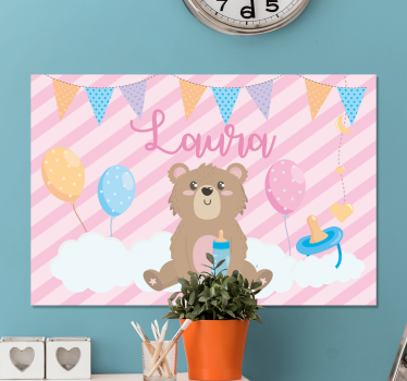 Tableau bébé célébration d'ours mignon - TenStickers
