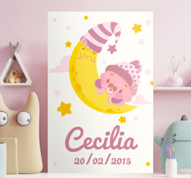 Tableau bébé Étreinte de la lune heureuse - TenStickers