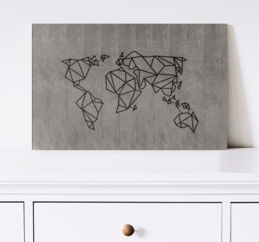 Tableau carte du monde contour géométrique - TenStickers