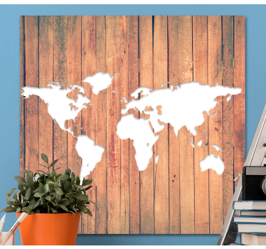 Tableau carte du monde en bois - TenStickers