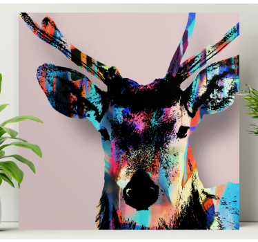 Tableau cerfs tête de cerf colorée - TenStickers
