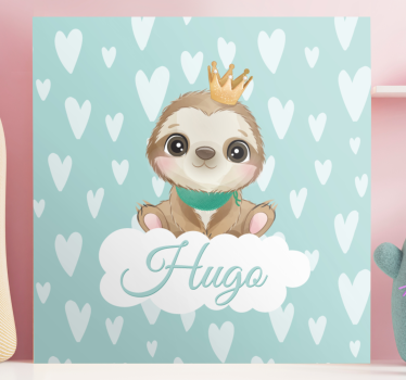Tableau chambre enfant Paresseux mignon pour garçon avec nom - TenStickers