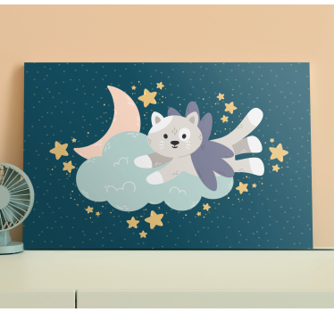 Tableau chat rêve de chat volant - TenStickers