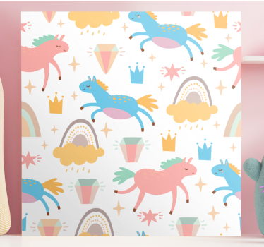 Tableau chevaux licornes colorées au galop - TenStickers