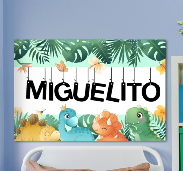 Tableau chevaux scène de dinosaures mignonne - TenStickers