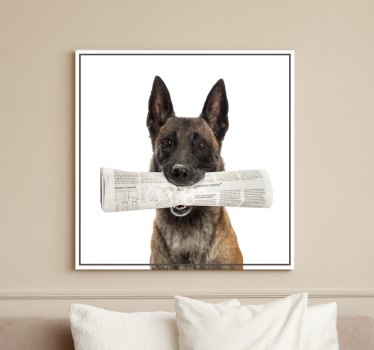 Tableau chiens chien portant un journal - TenStickers