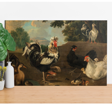 Tableau oiseaux rassemblement de coqs de ferme - TenStickers
