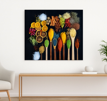 Tableau cuisine cuillère en bois avec épices - TenStickers