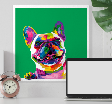 Tableau de chien Arc en ciel de bouledogue français - TenStickers