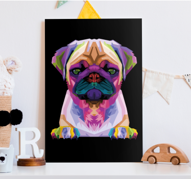 Tableau chien mignon avec motifs géométriques - TenStickers