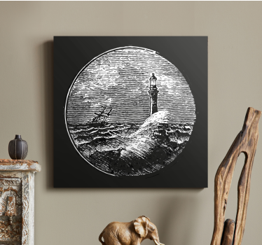 Tableau paysages phare au milieu des vagues - TenStickers