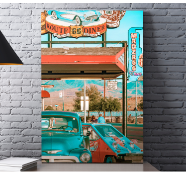 Tableau deco salon Restaurant et voitures - TenStickers