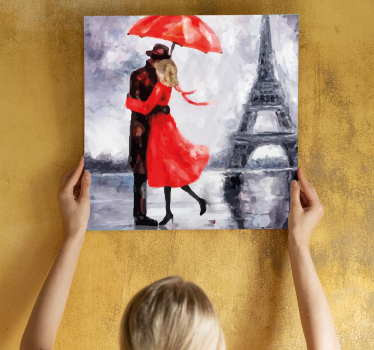 Tableau élégant Étreinte romantique à paris - TenStickers