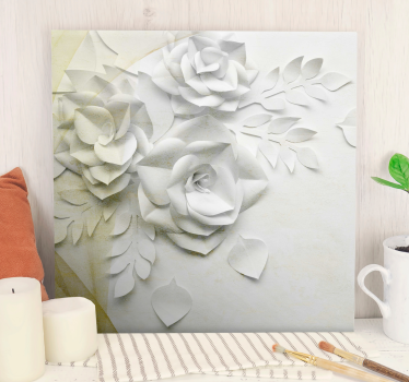 Tableau en 3d Fleurs blanches dorées élégantes - TenStickers