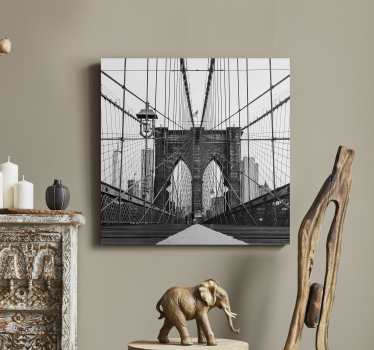 Tableau en 3d Pont de brooklyn noir et blanc - TenStickers