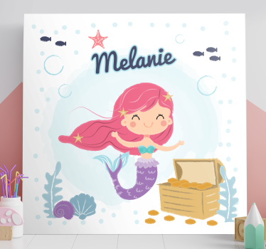 Tableau enfants coffre au trésor de sirène - TenStickers