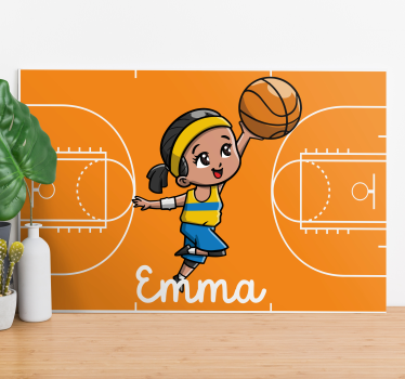 Tableau enfants fille jouant au basket - TenStickers