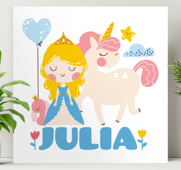 Tableau enfants princesse avec licorne - TenStickers