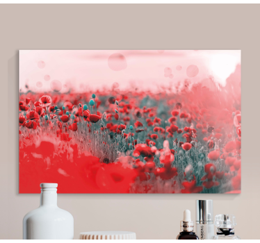 Tableau fleurs champ de coquelicots vivant - TenStickers
