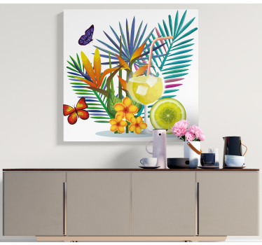 Tableau fleurs et plantes arrangement de boissons tropicales - TenStickers