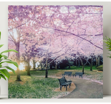 Tableau fleurs et plantes chemin de cerisiers - TenStickers