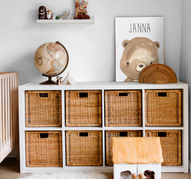 Tableau chambre enfant bébé ours avec nom - TenStickers