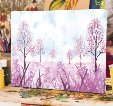 Tableau fleurs et plantes paysage de fleurs roses - TenStickers