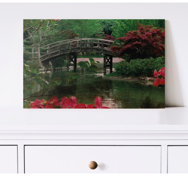Tableau fleurs et plantes pont entouré de fleurs - TenStickers