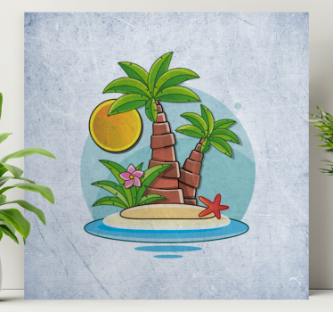 Tableau fleurs et plantes scène d'île tropicale - TenStickers