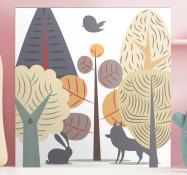 Tableau fleurs et plantes scène forestière fantaisiste - TenStickers